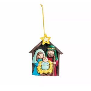 Resin Nativity Christmas Ornament Hand Painted 3 1/4 Inch